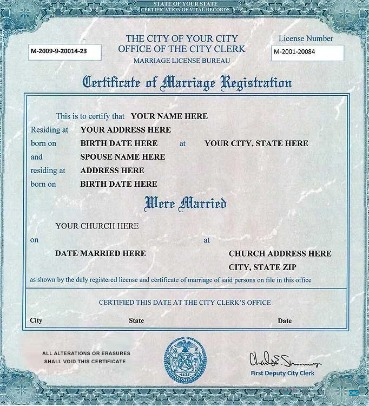 Download Certificate of marriage registration Photoshop template